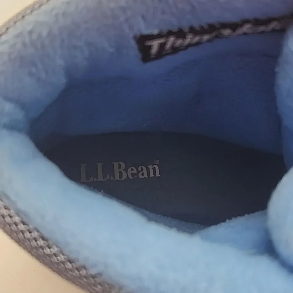 LL Bean Boots Blue Suede Thinsulate Winter Hiking Ankle Toggle Size 4 Kids Youth